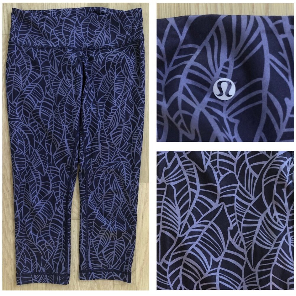 LULULEMON ATHLETICA Women’s Capri Dark Purple Mid Rise Yoga Gym Leggings sz 6